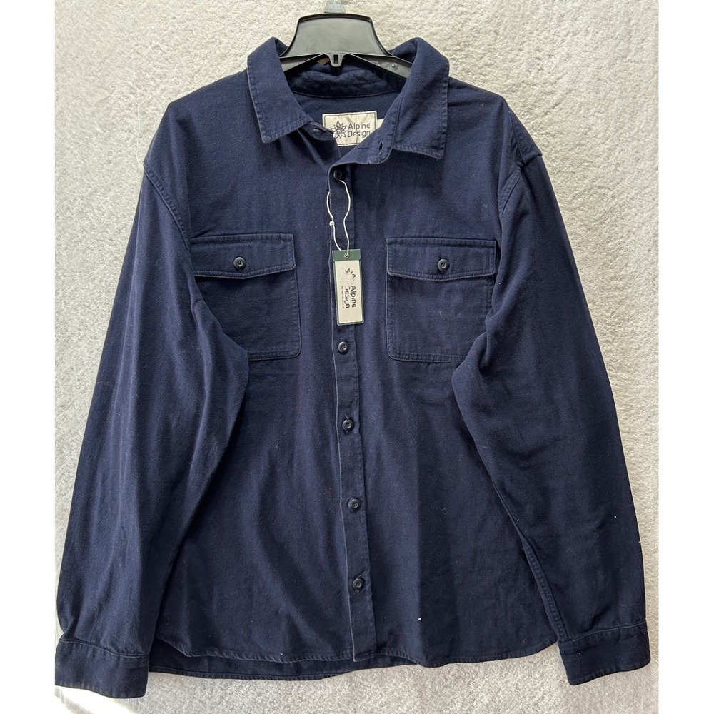 Alpine Design Mens Size 2XL Blue Chamois Long Sleeve Button Up Shirt